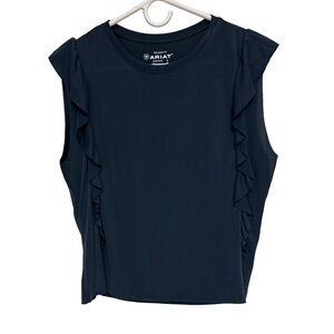 Ariat Washed Jersey Sleeveless RuffleTank Top Women’s Medium Blue